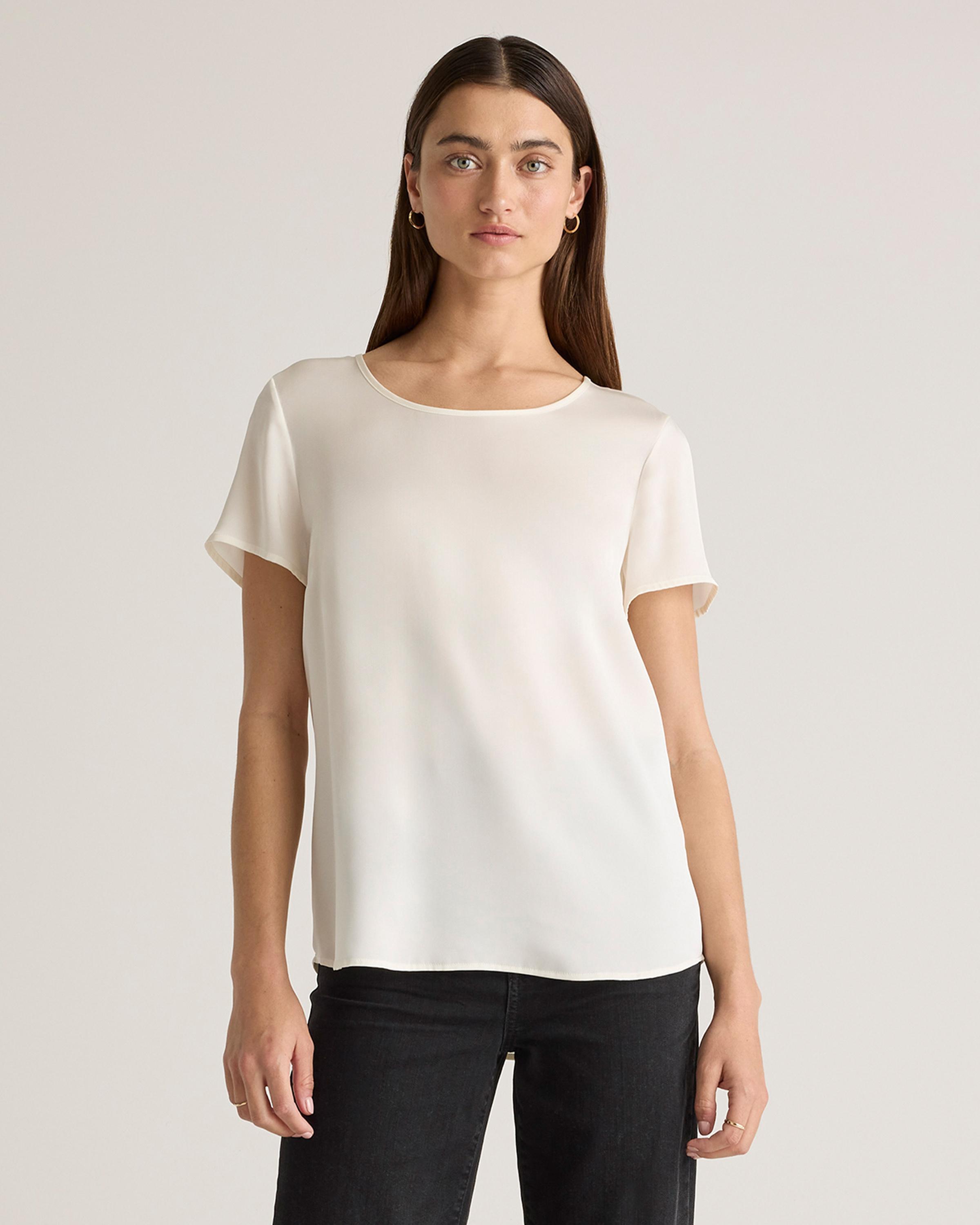 Washable Stretch Silk Tee Product Image