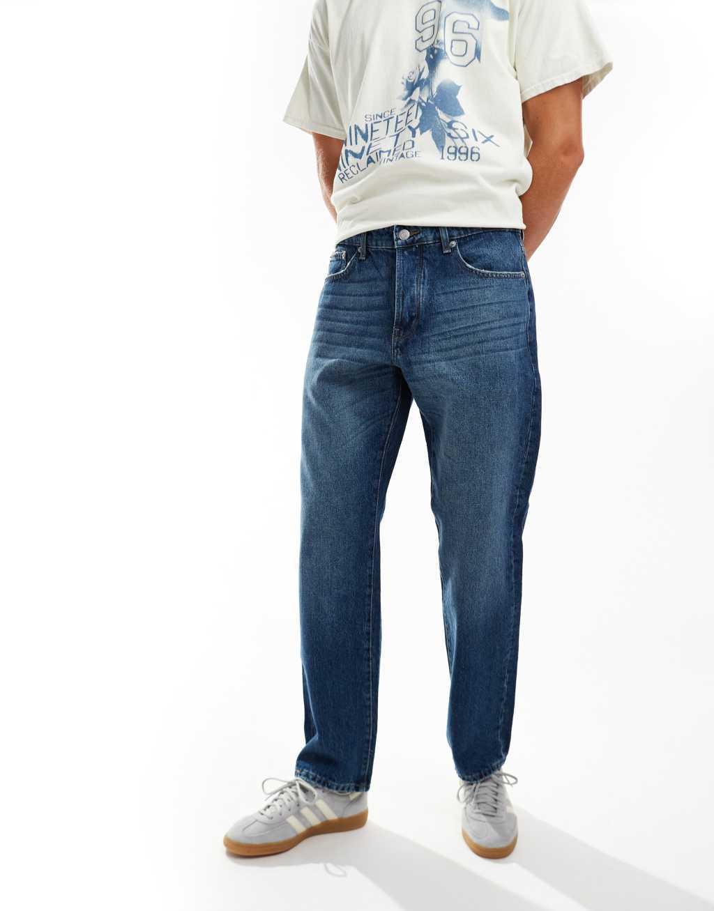 ONLY & SONS Edge straight fit jeans in mid wash blue Product Image