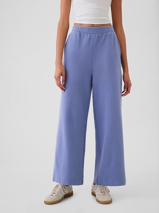 Textured Wide-Leg Ankle Sweatpants Product Image