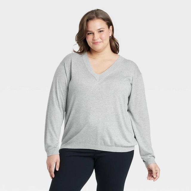 Womens Fine Gauge V-Neck Pullover Sweater - A New Day 4X Product Image