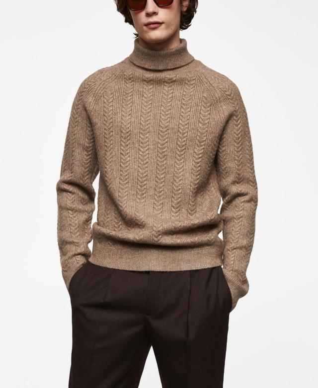 MANGO MAN - Twisted turtleneck sweater mink greyMen Product Image