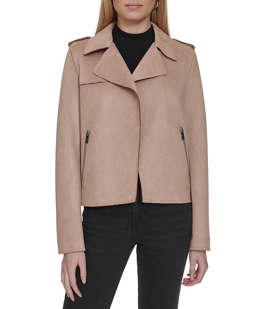 Andrew Marc Sport Faux Suede Stretch Collared Long Sleeve Jacket Product Image