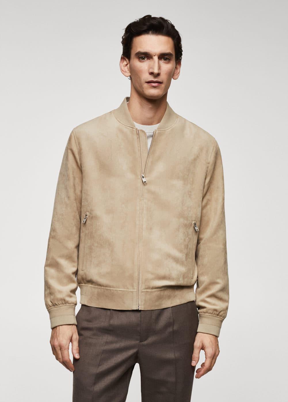 MANGO MAN - Suede-effect bomber jacket sandMen Product Image