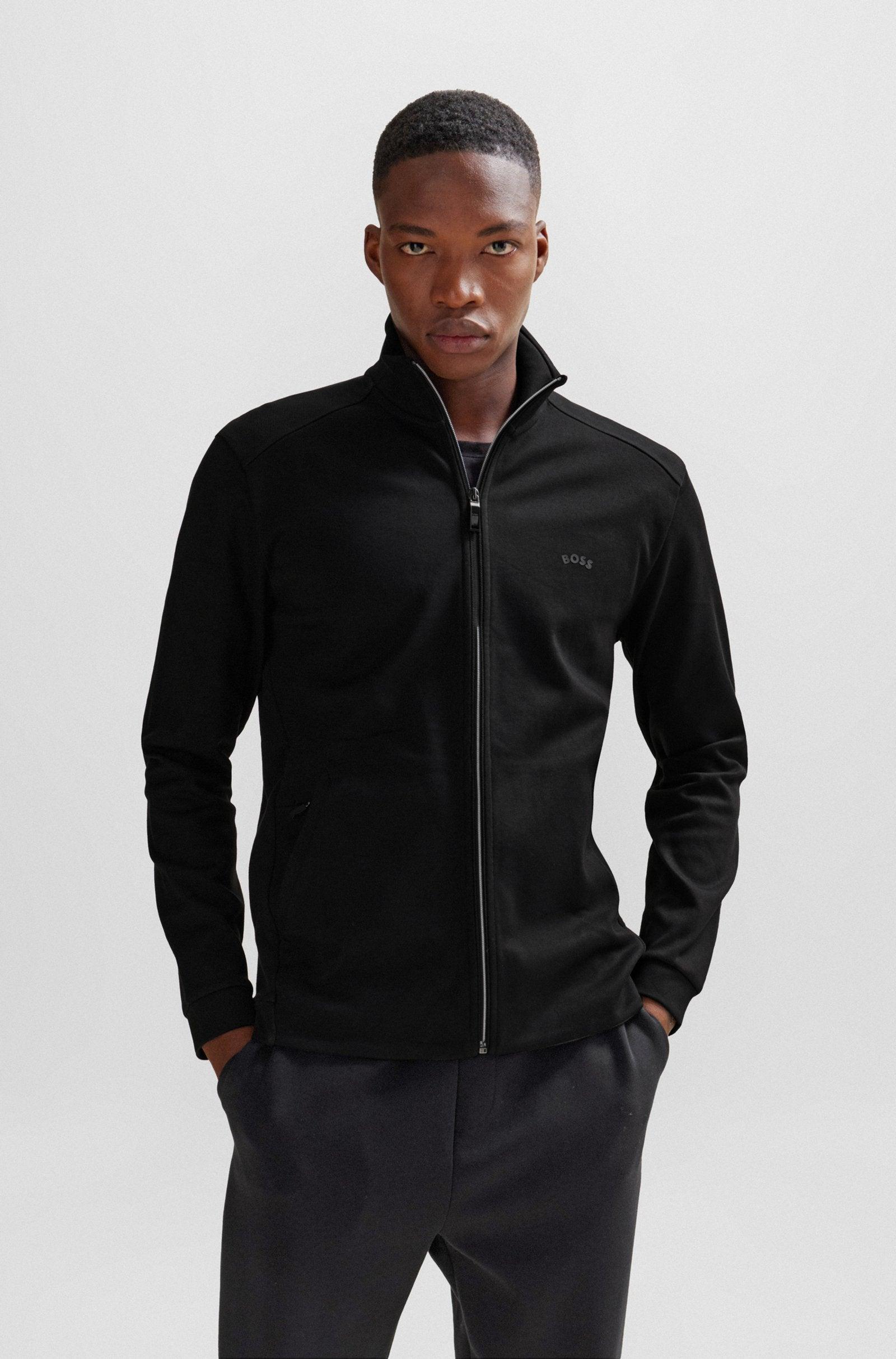 Boss Black Zip-up Sweatshirt With Pique Panel Product Image