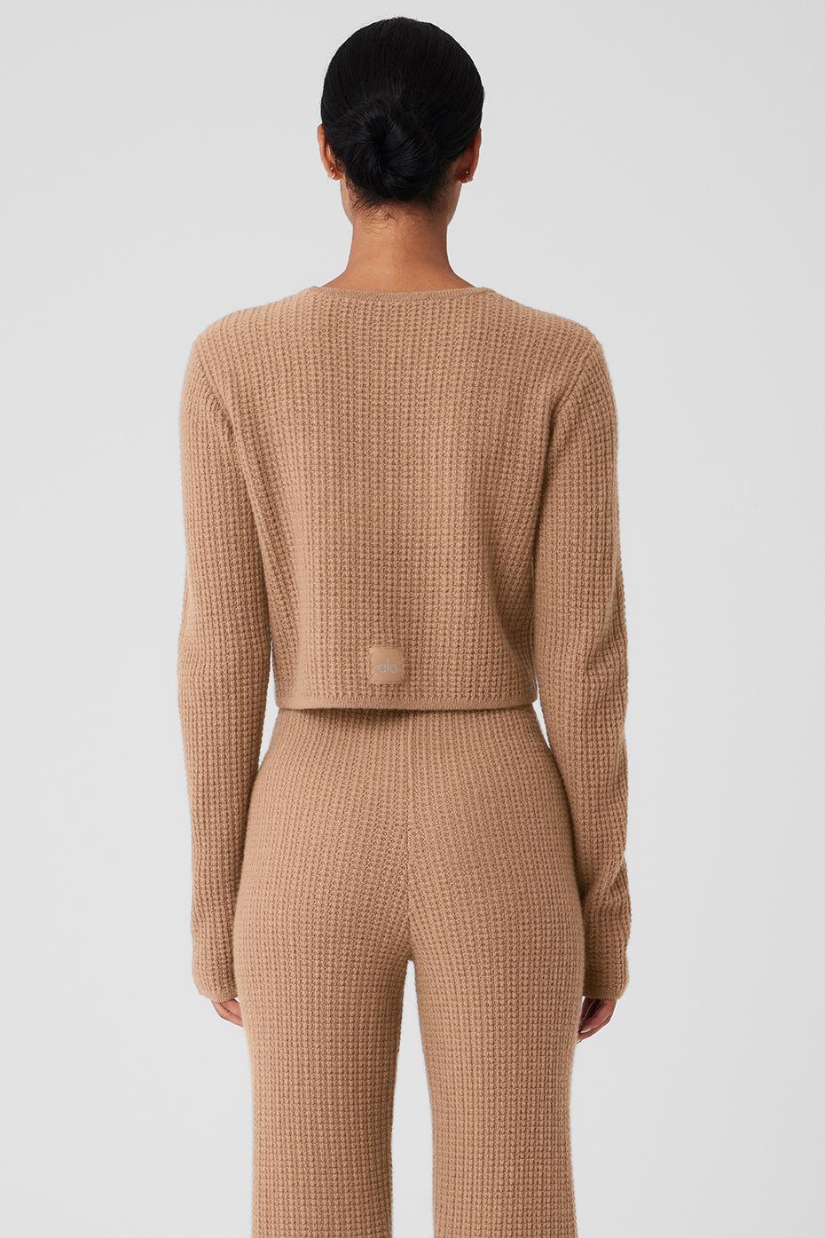 Cashmere Plush Waffle Cropped Long Sleeve - Toasted Almond Female Product Image