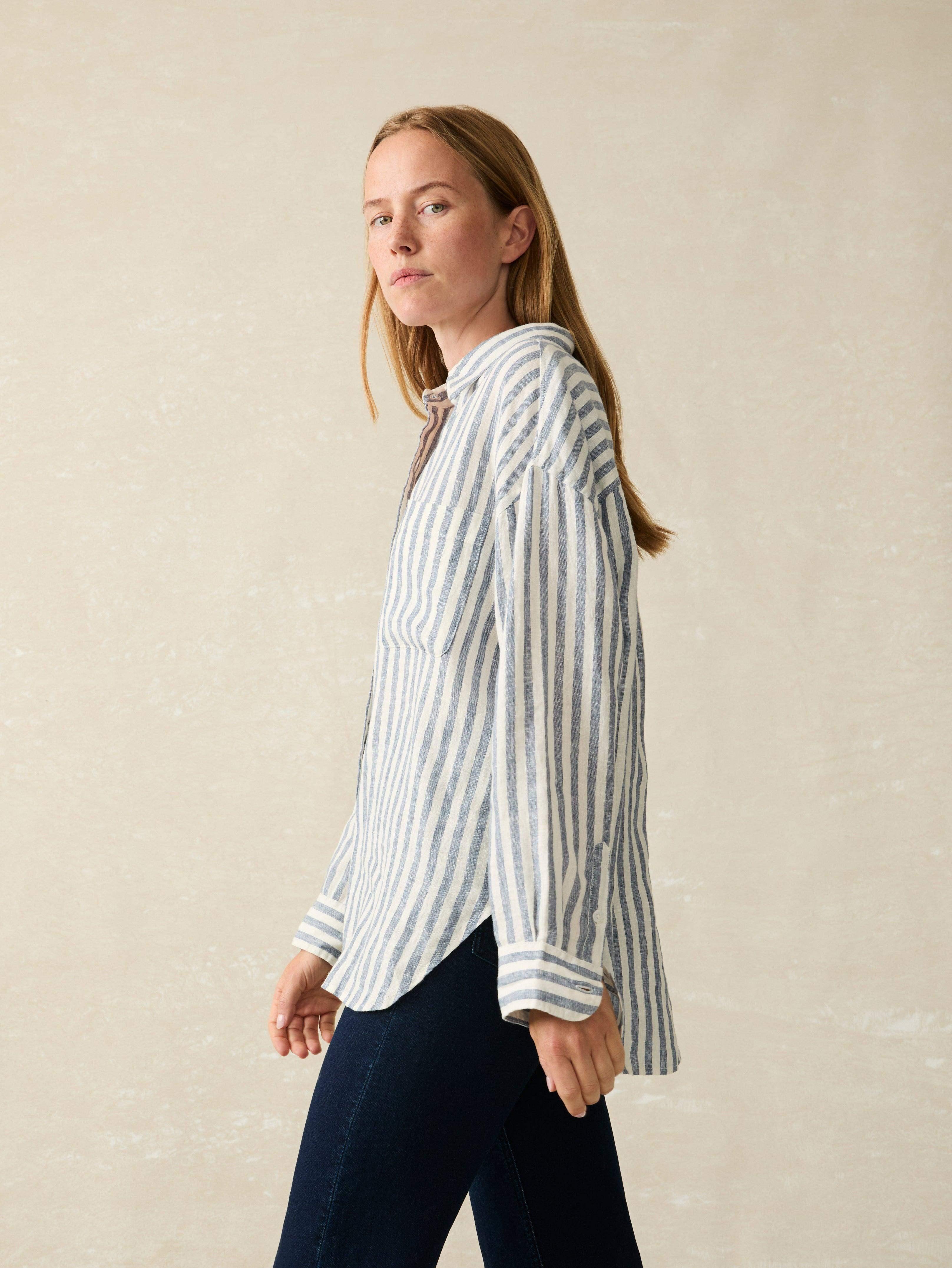 Laguna Linen Relaxed Shirt - Blue Lucy Stripe Female Product Image