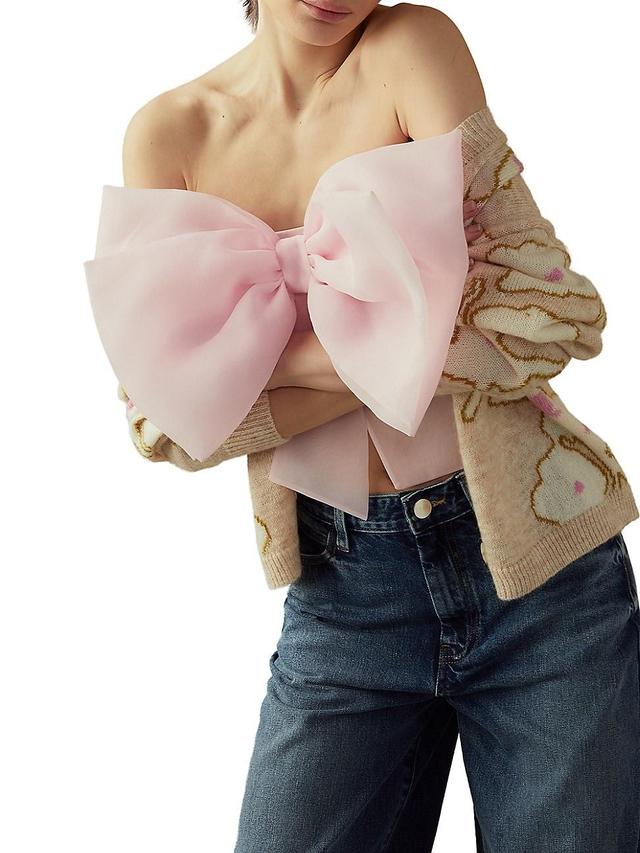 Womens Organza Bow Bandeau Crop Top Product Image