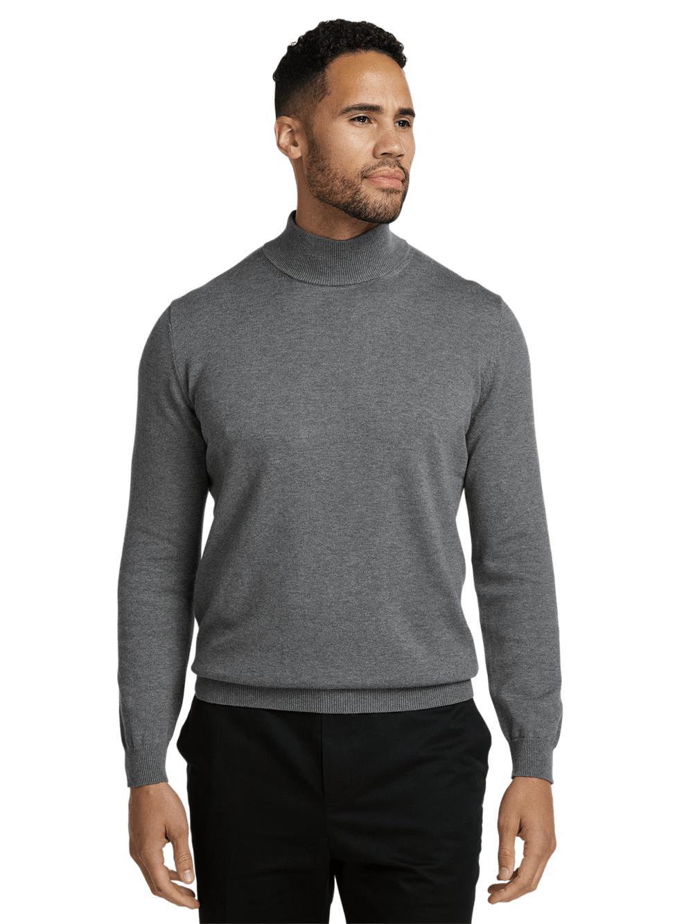 Supima Cotton Mock Neck Sweater - Medium Grey Product Image