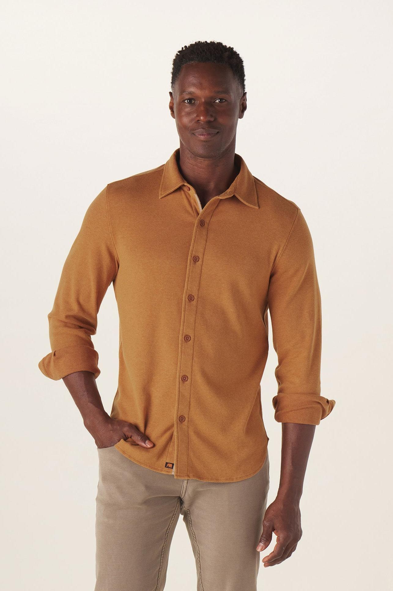 Puremeso Acid Wash Button Up Shirt - Almond Product Image