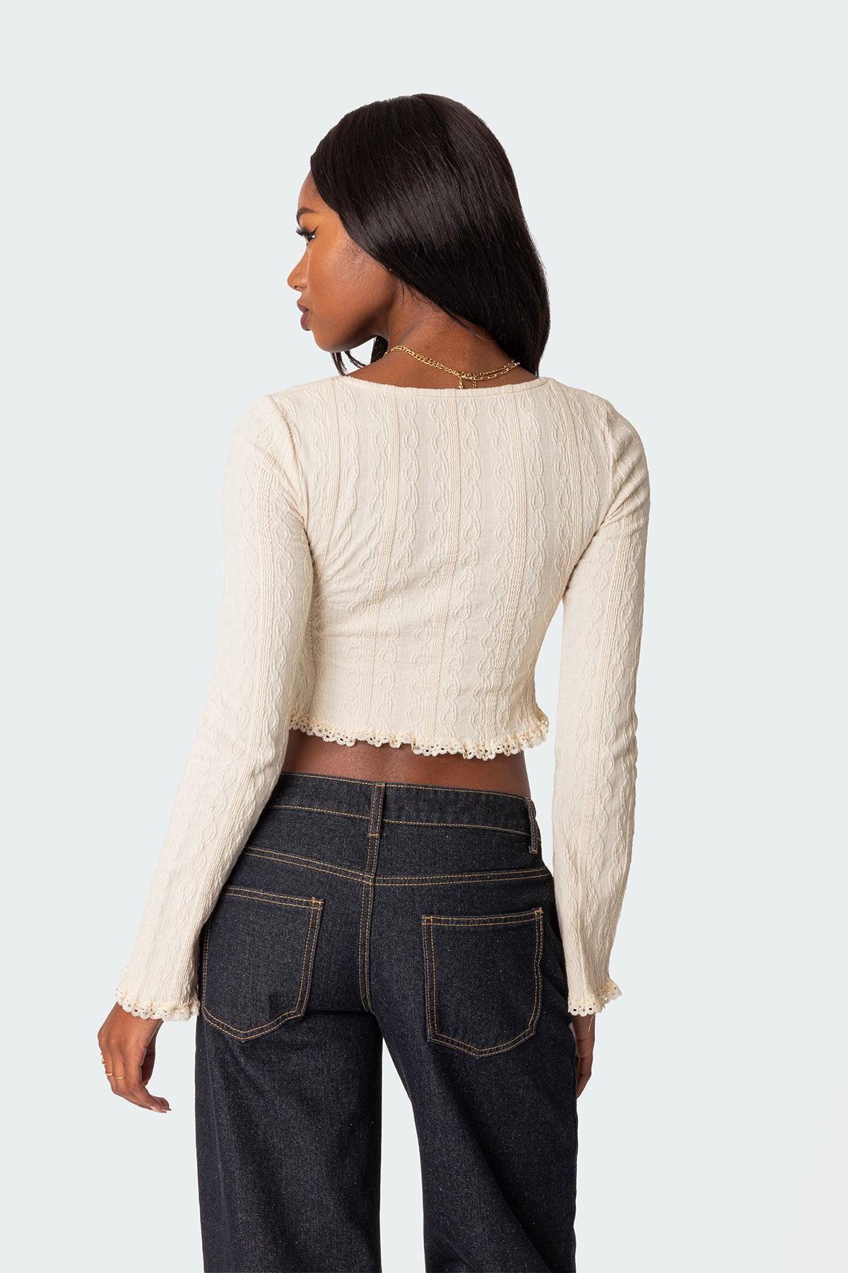 Lacey Long Sleeve Knit Top Product Image