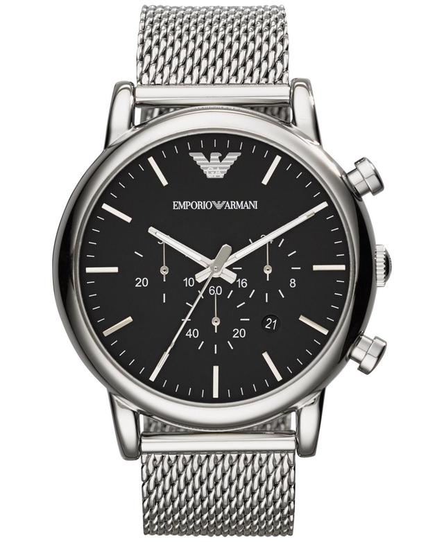 Emporio Armani Mens Chronograph Stainless Steel Mesh Bracelet Watch 46mm AR1808 Product Image