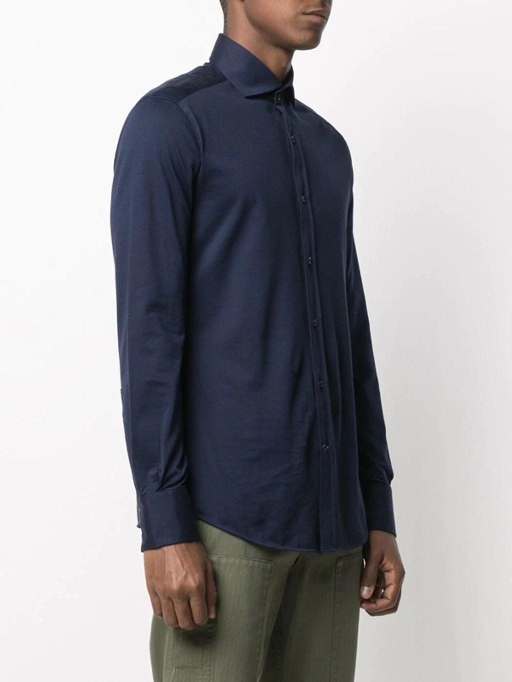 Classic Collar Buttoned Shirt In Blue Product Image