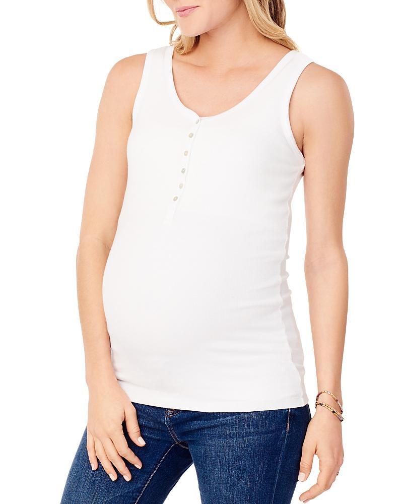 Ingrid & Isabel Ribbed Maternity/Nursing Henley Tank Product Image