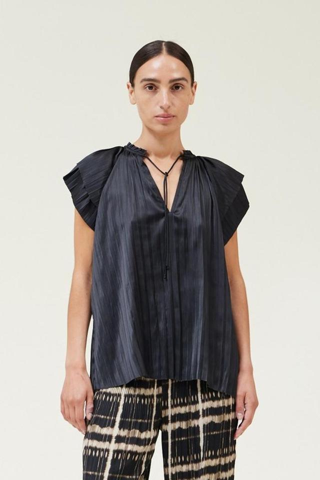 Pleated Satin Blouse Product Image