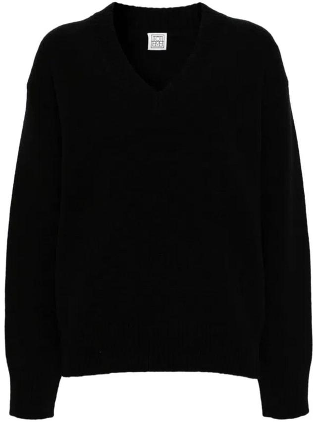 Wool And Cashmere Blend V-necked Jumper In Black Product Image