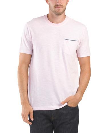 Chambray Pocket Trim T-Shirt for Men | Cotton Product Image