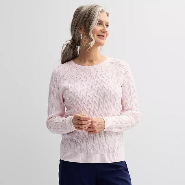 Womens Croft & Barrow The Extra Soft Cabled Crew Neck Sweater Product Image