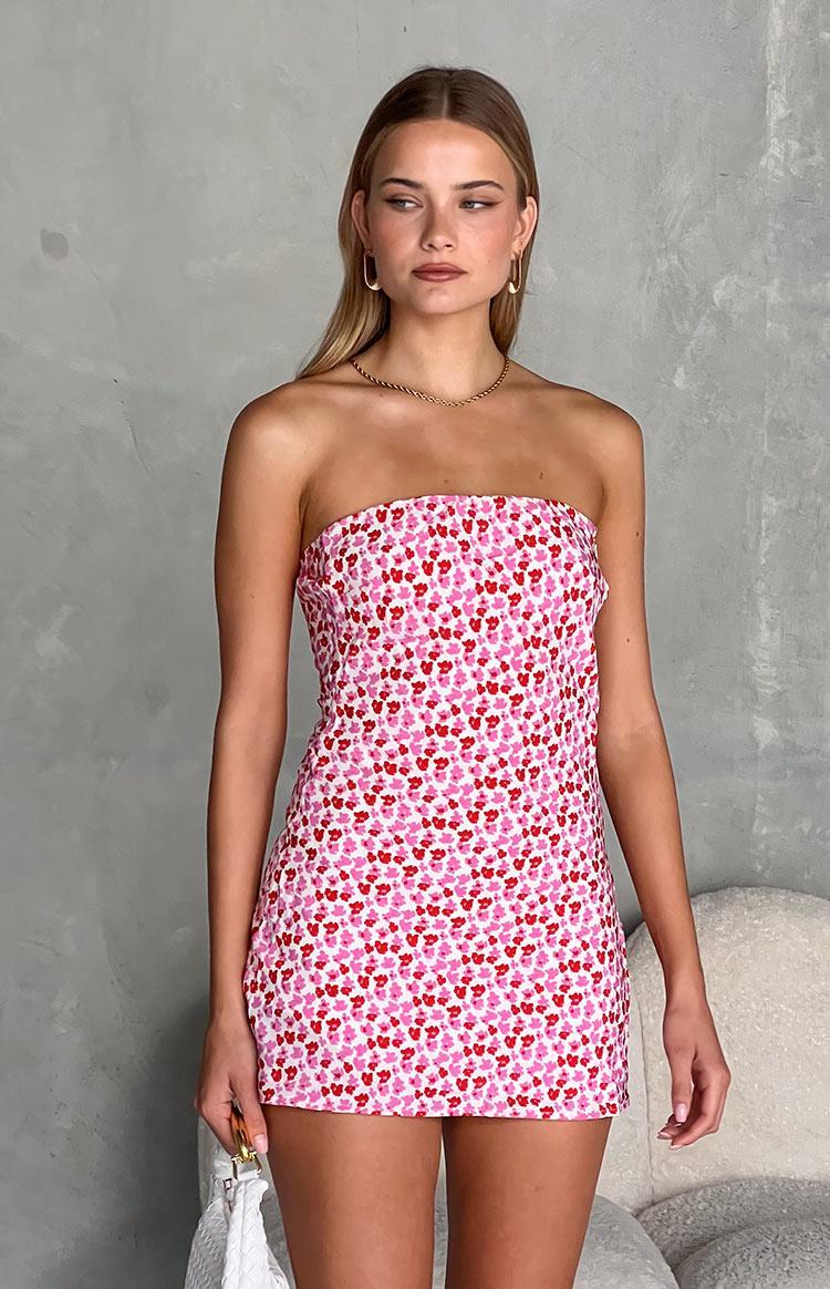 Ellie Pink And Red Speckled Mini Dress Product Image