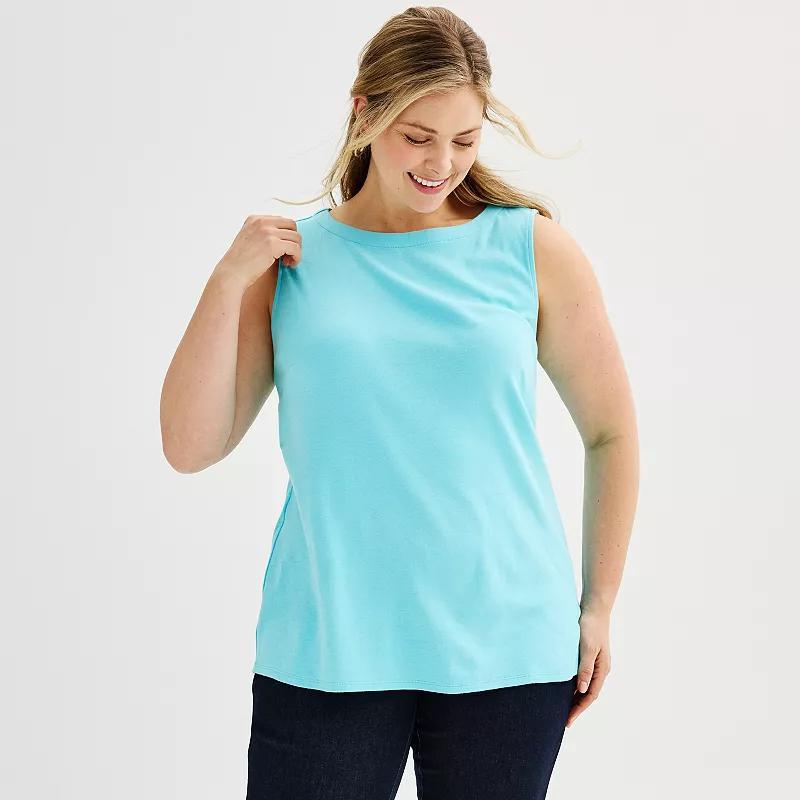 Plus Size Croft & Barrow Sleeveless Bateau Top, Womens Product Image