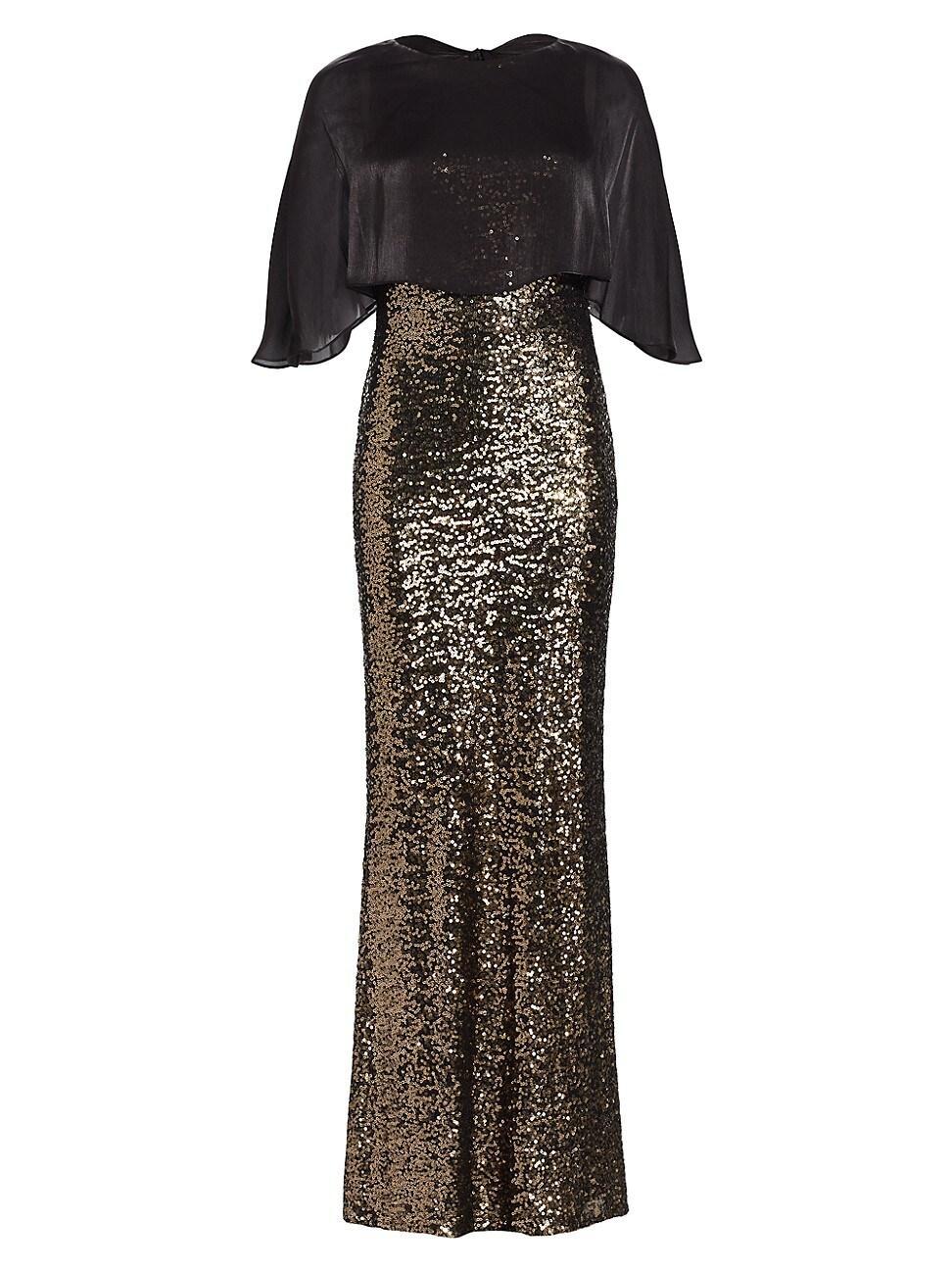 Womens Sequined Cape Gown Product Image