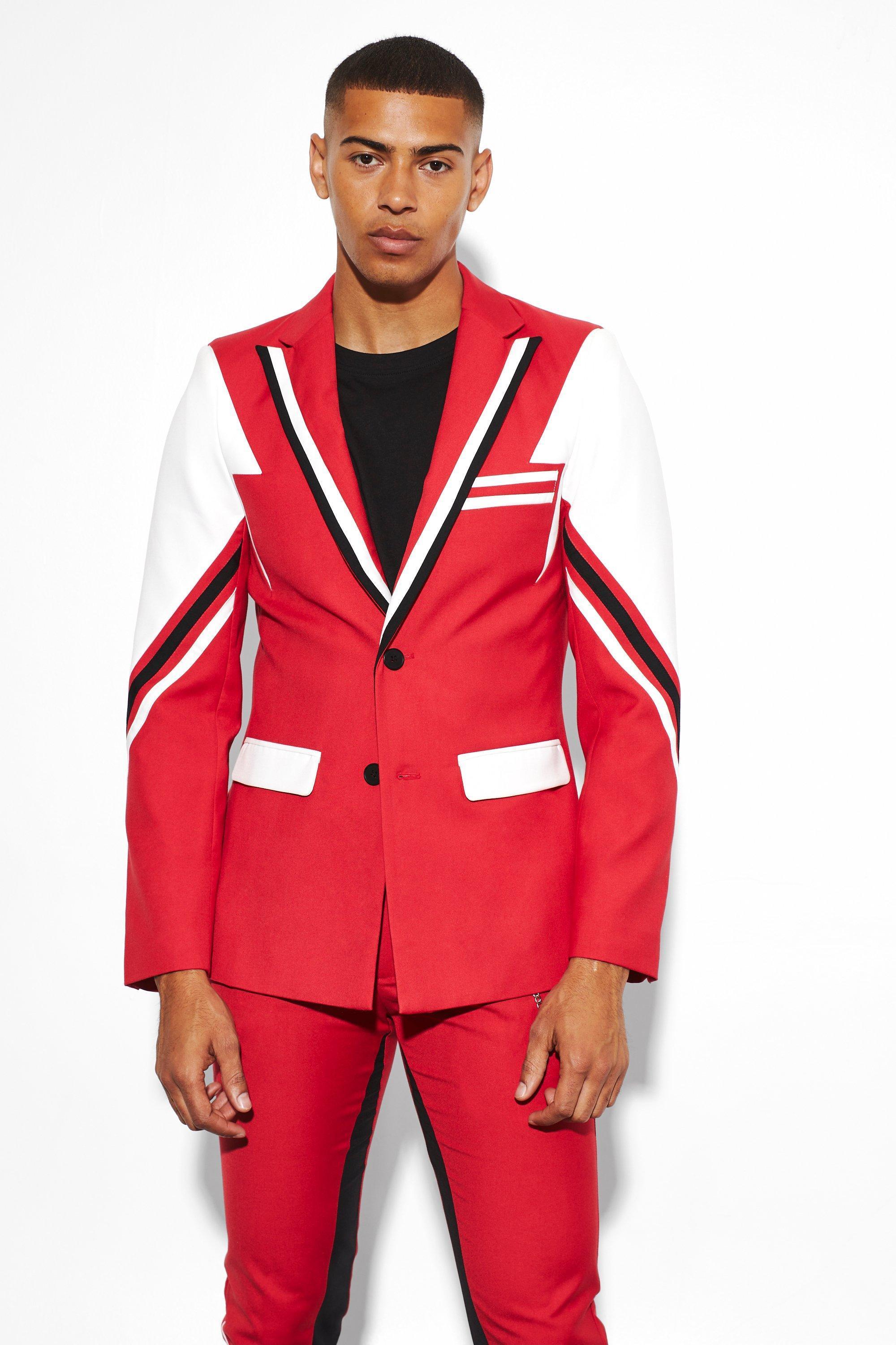 Skinny Colourblock Suit Jacket | boohooMAN USA Product Image