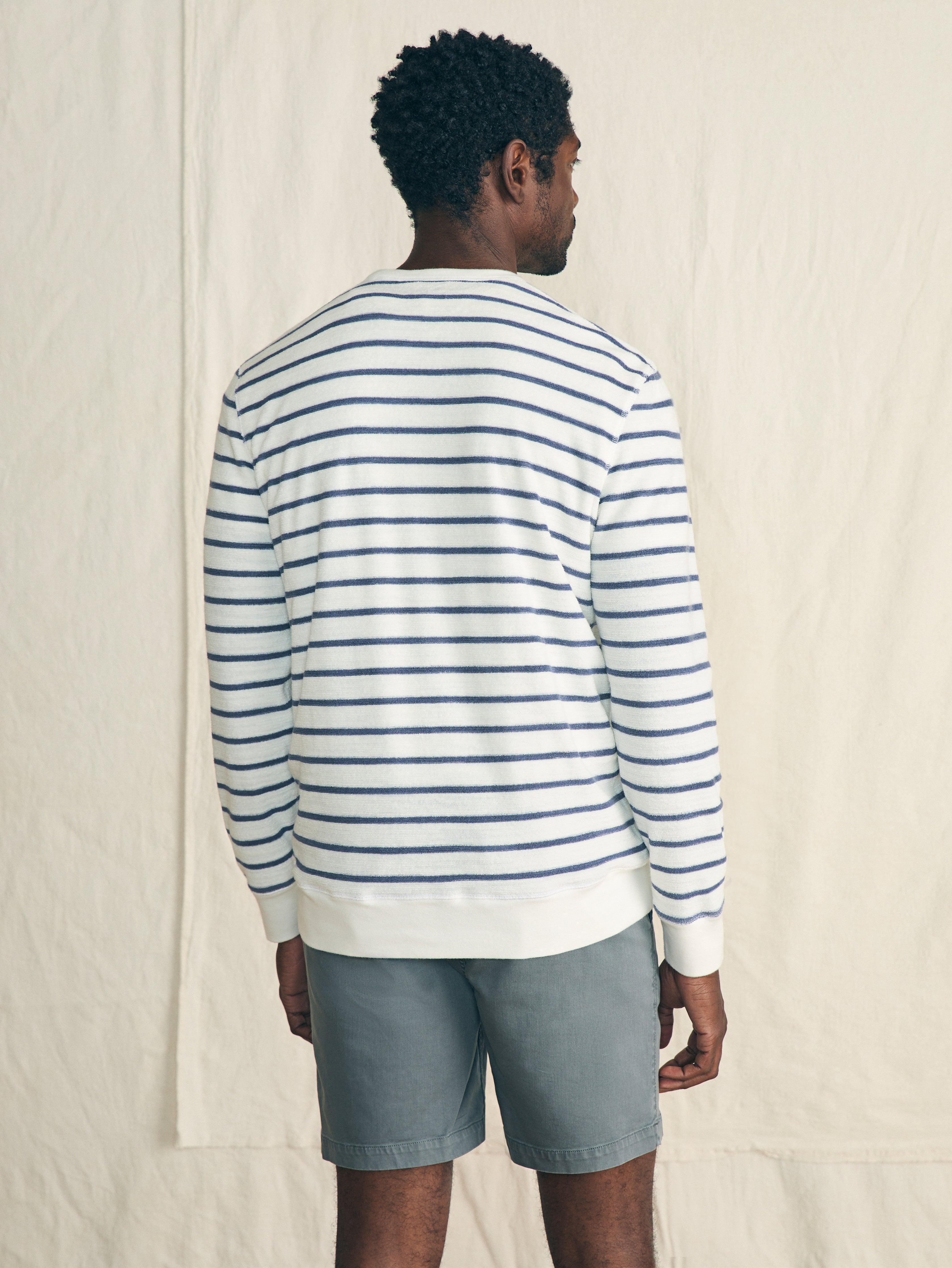 Cabana Towel Terry Crewneck - Stormy Sky Breton Stripe Male Product Image