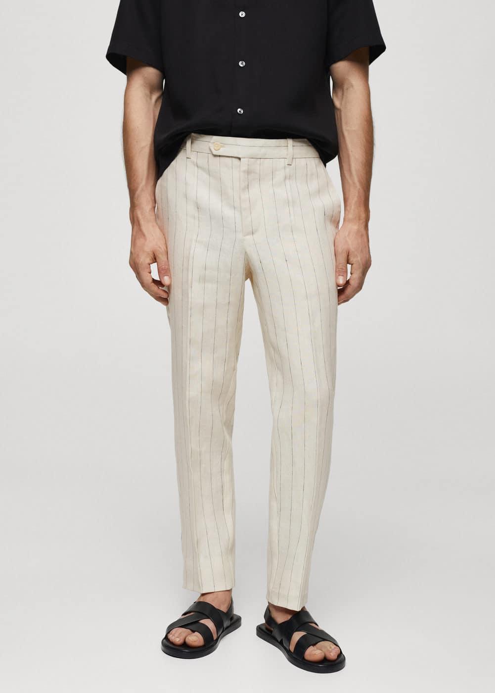 MANGO MAN - Slim fit pinstriped trousers off whiteMen Product Image