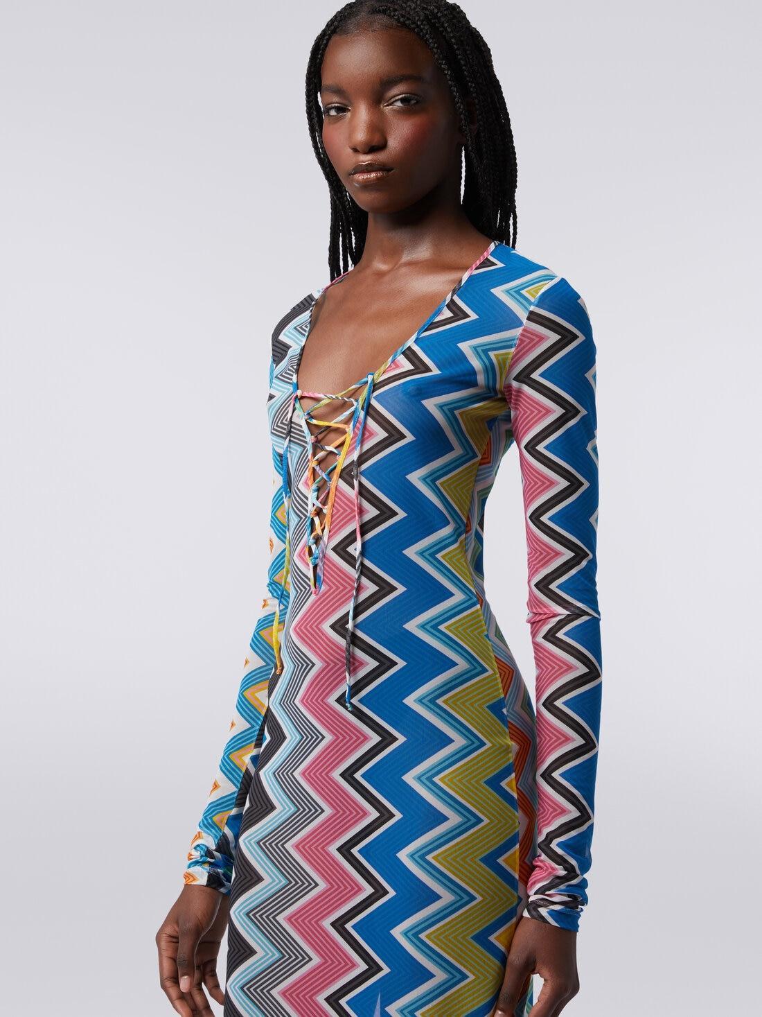 Long cover-up dress in zigzag print tulle Multicoloured | Missoni Product Image