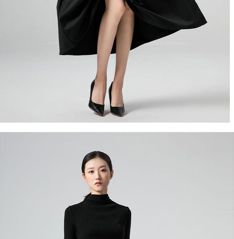 Drawstring Waist Plain Midi A-Line Skirt Product Image