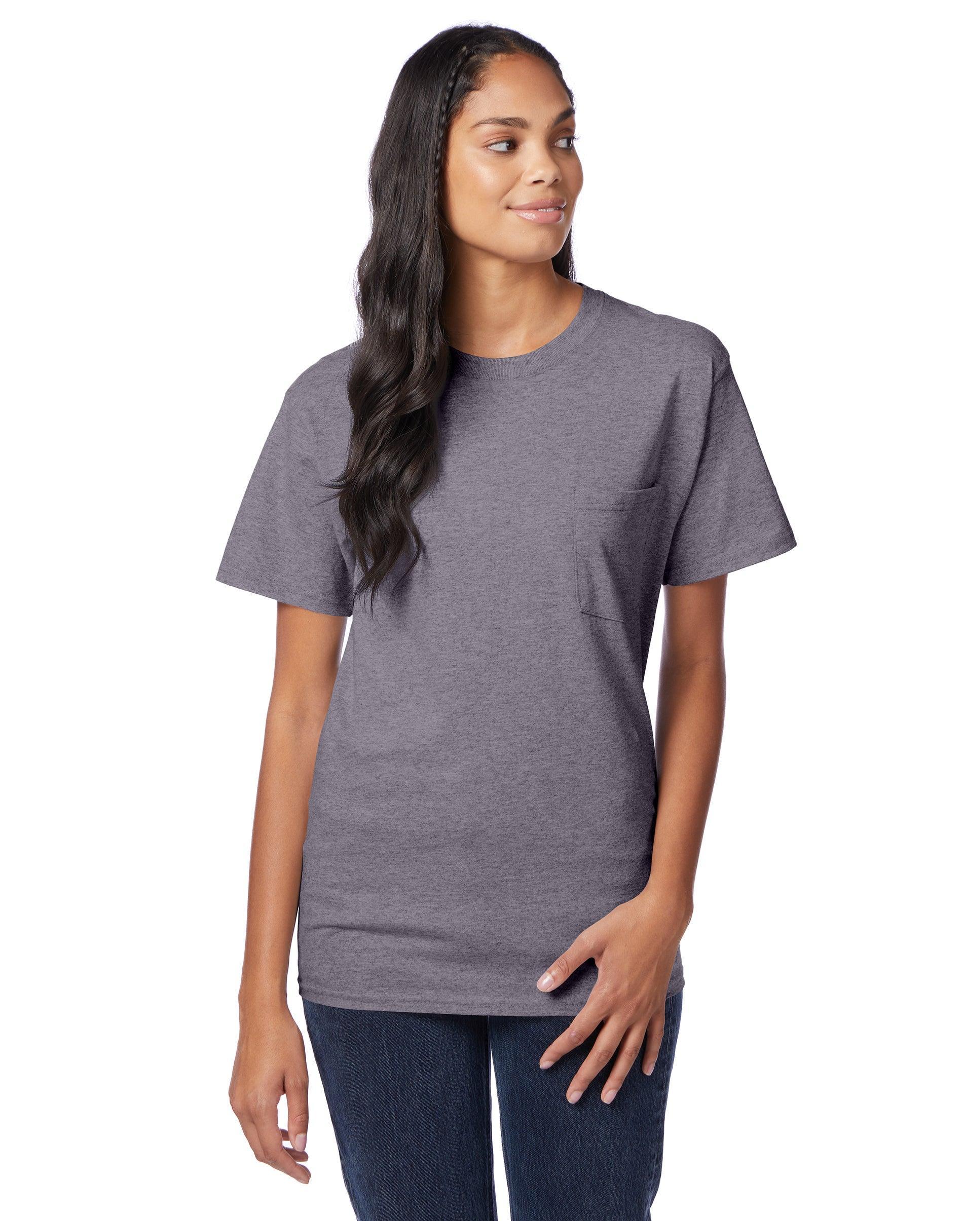 Hanes Mens Short Sleeve Pocket T-Shirt, 2-Pack Smoke Gray S Product Image