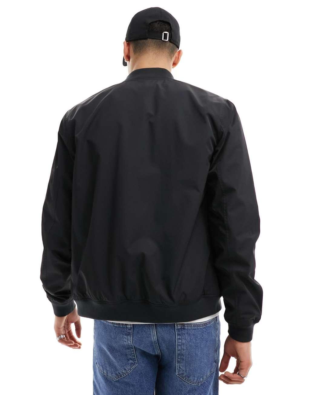 ASOS DESIGN lightweight bomber jacket in black Product Image