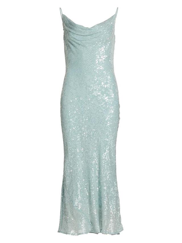 Womens Sequin Viscose Cowlneck Midi-Dress Product Image