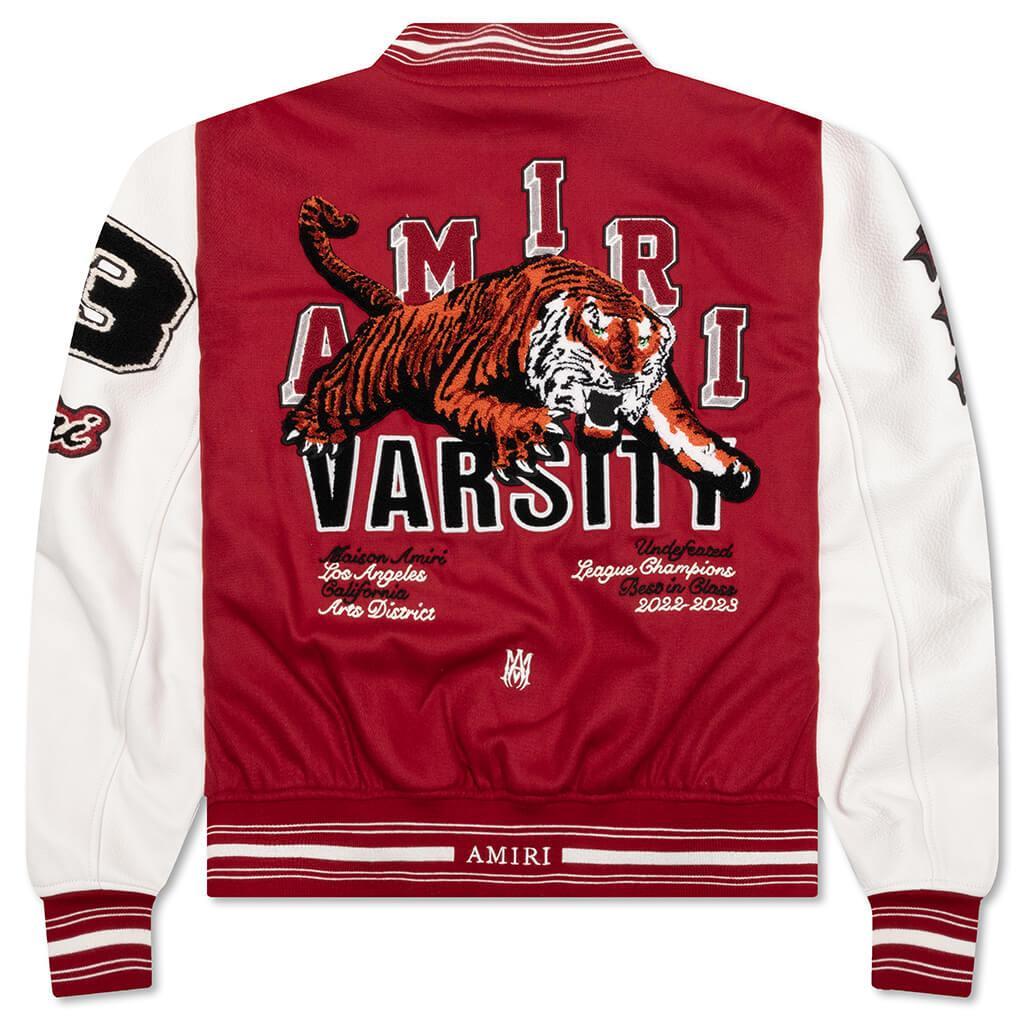 Vintage Patch Varsity Bomber Jacket - Red Male Product Image