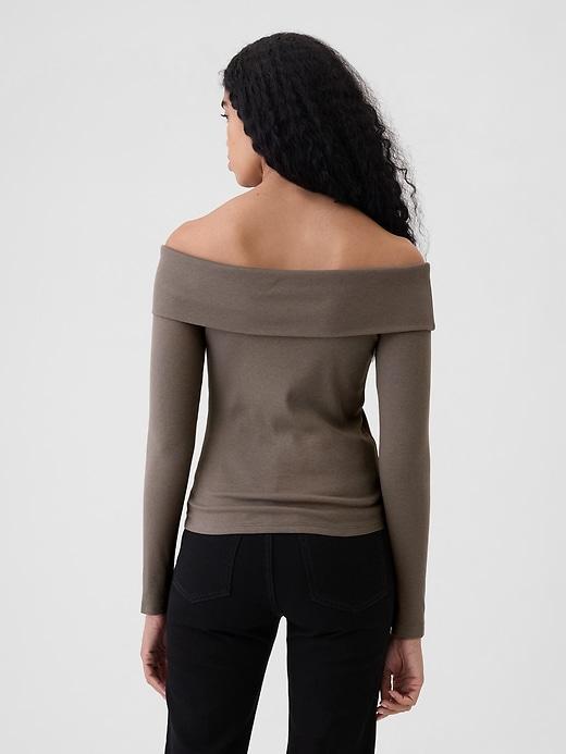 Modern Rib Off-Shoulder Cropped Top Product Image