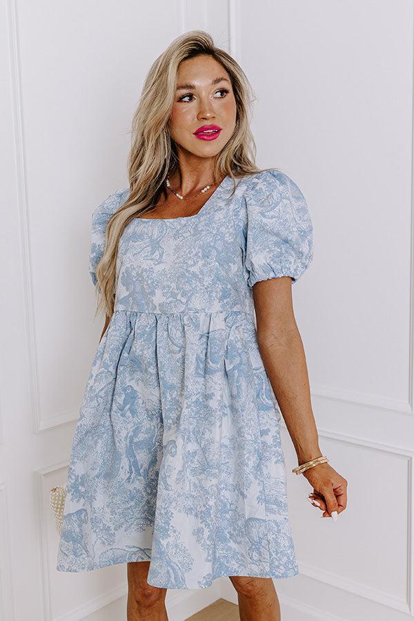 Cheerful Charm Jacquard Mini Dress in Airy Blue Product Image