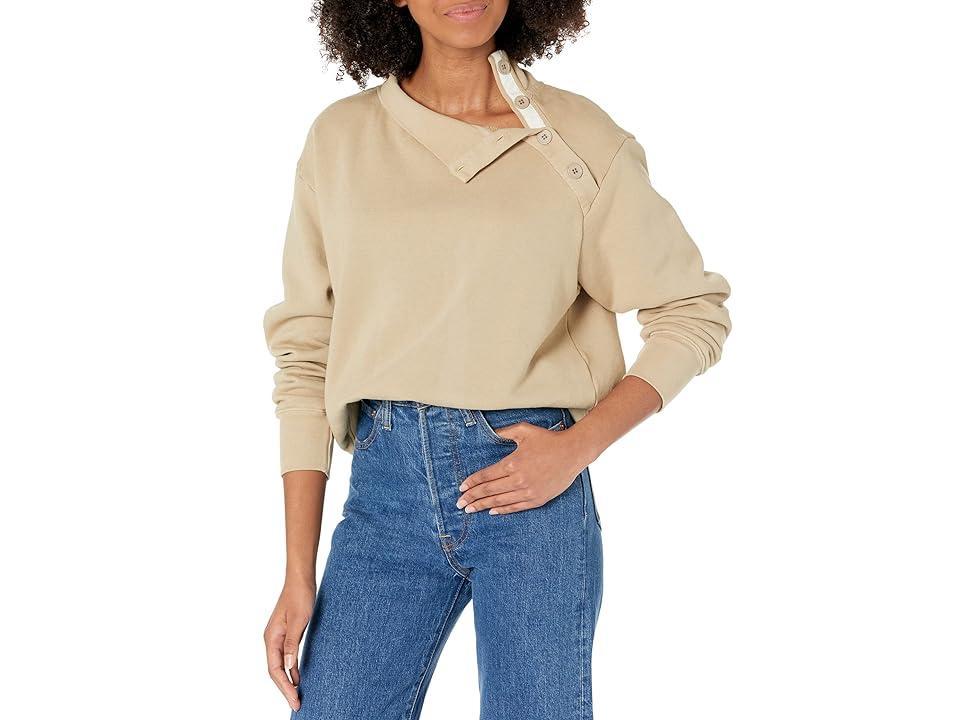 SUNDRY Button Neck Sweatshirt (Clay) Women's Clothing Product Image