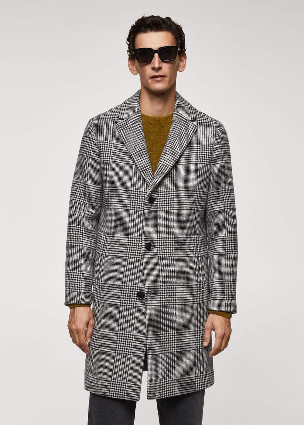 MANGO MAN - Prince of Wales checked wool coat blackMen Product Image