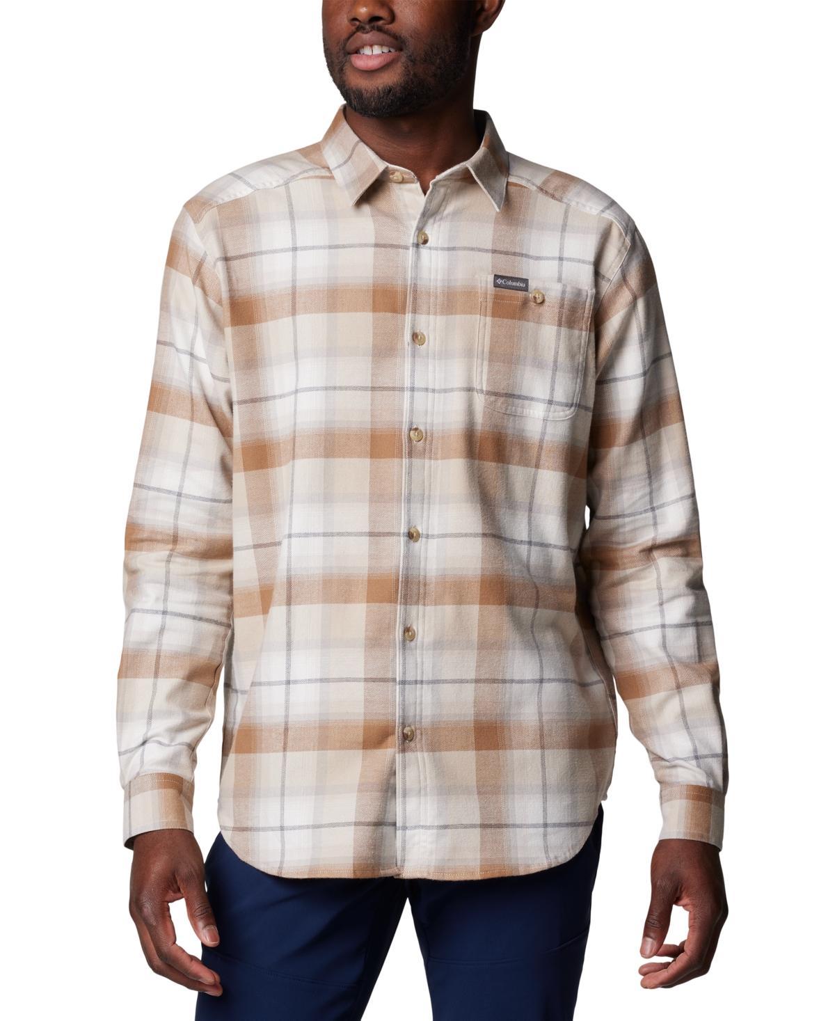 Mens Columbia Cornell Woods Flannel Shirt Dark Grey Tartan Product Image