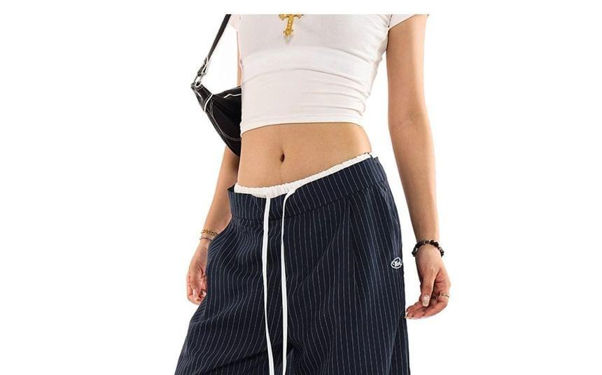 Low Rise Striped Loose-Fit Wide-Leg Dress Pants Product Image