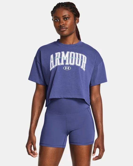 Women's UA Heavyweight Scripted Wordmark Crop Short Sleeve Product Image