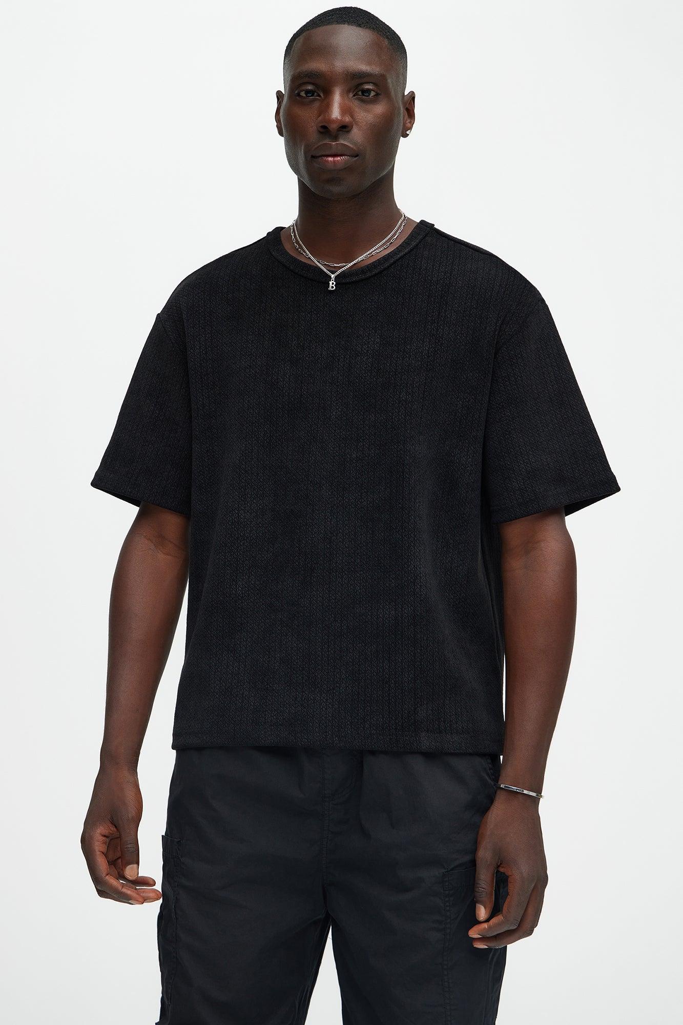 Dudley Textured Relaxed Short Sleeve Tee - Black Product Image