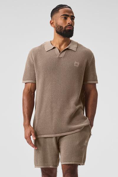 Open-Knit Polo - Gravel Product Image