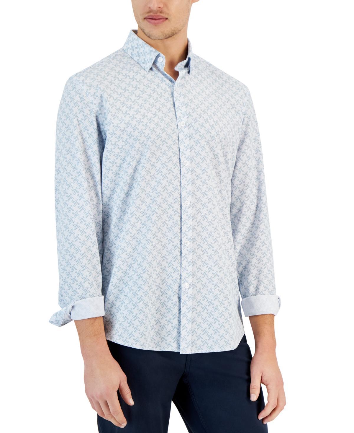 Alfani Mens Regular-Fit Houndstooth Stretch Shirt, Created for Macys Product Image