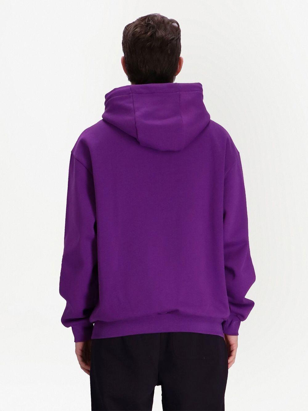 Boss X Khaby Relaxed-fit Cotton-blend Hoodie With Lenticular Artwork In Dark Purple Product Image