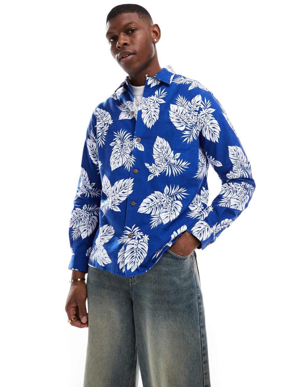 Polo Ralph Lauren tropical monstera print oxford shirt classic oversized fit in multi Product Image