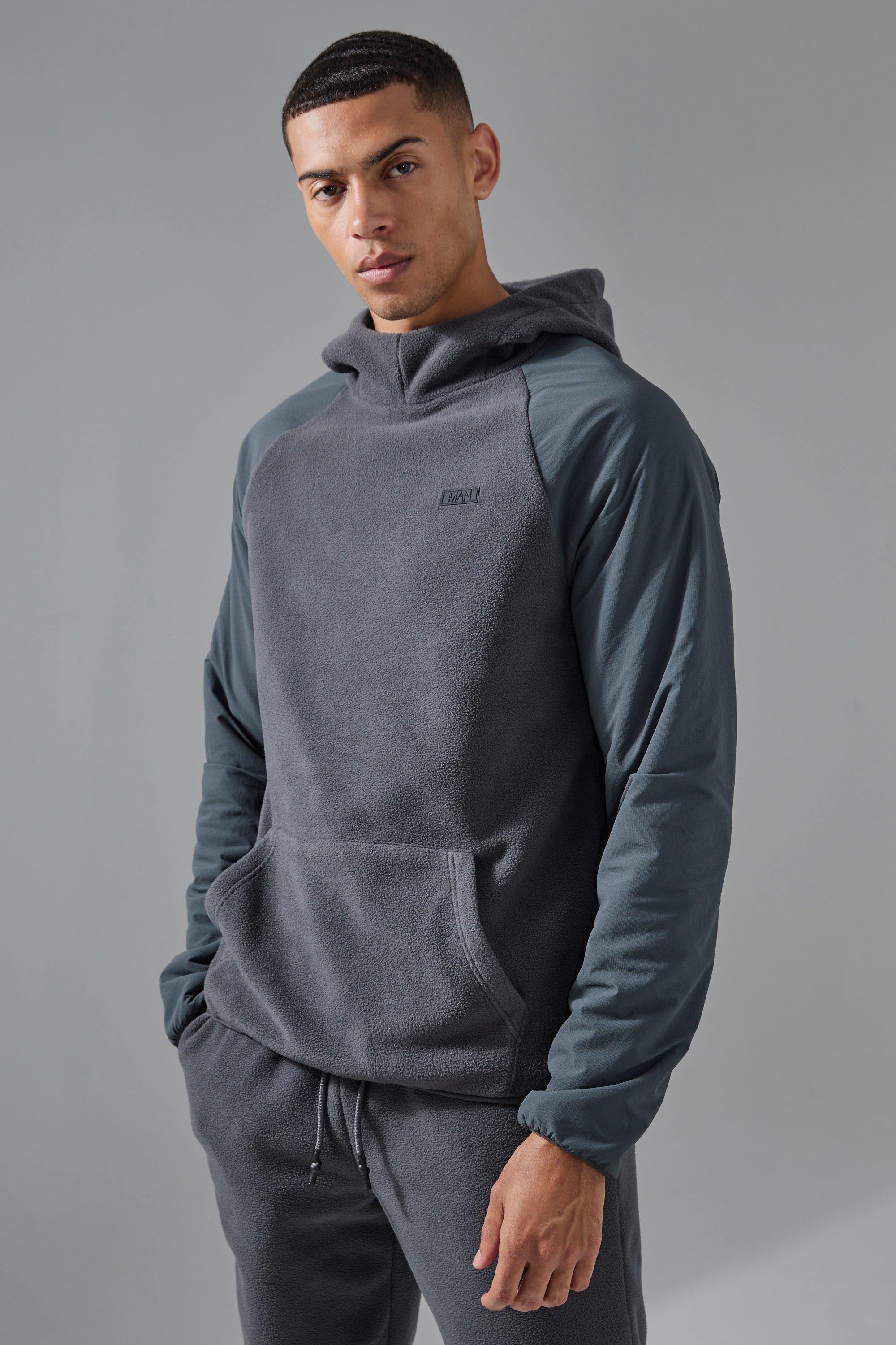 Man Active Fleece High Neck Hoodie | boohooMAN USA Product Image