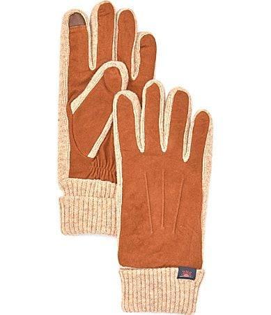 Faherty Mens Knitted Cuff Suede Gloves Product Image