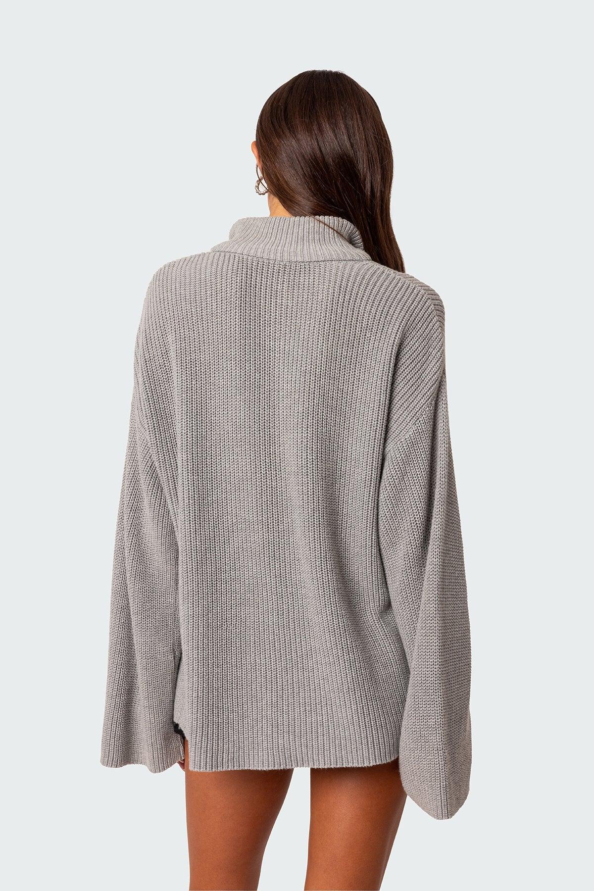 Amour High Neck Oversized Zip Sweater Product Image