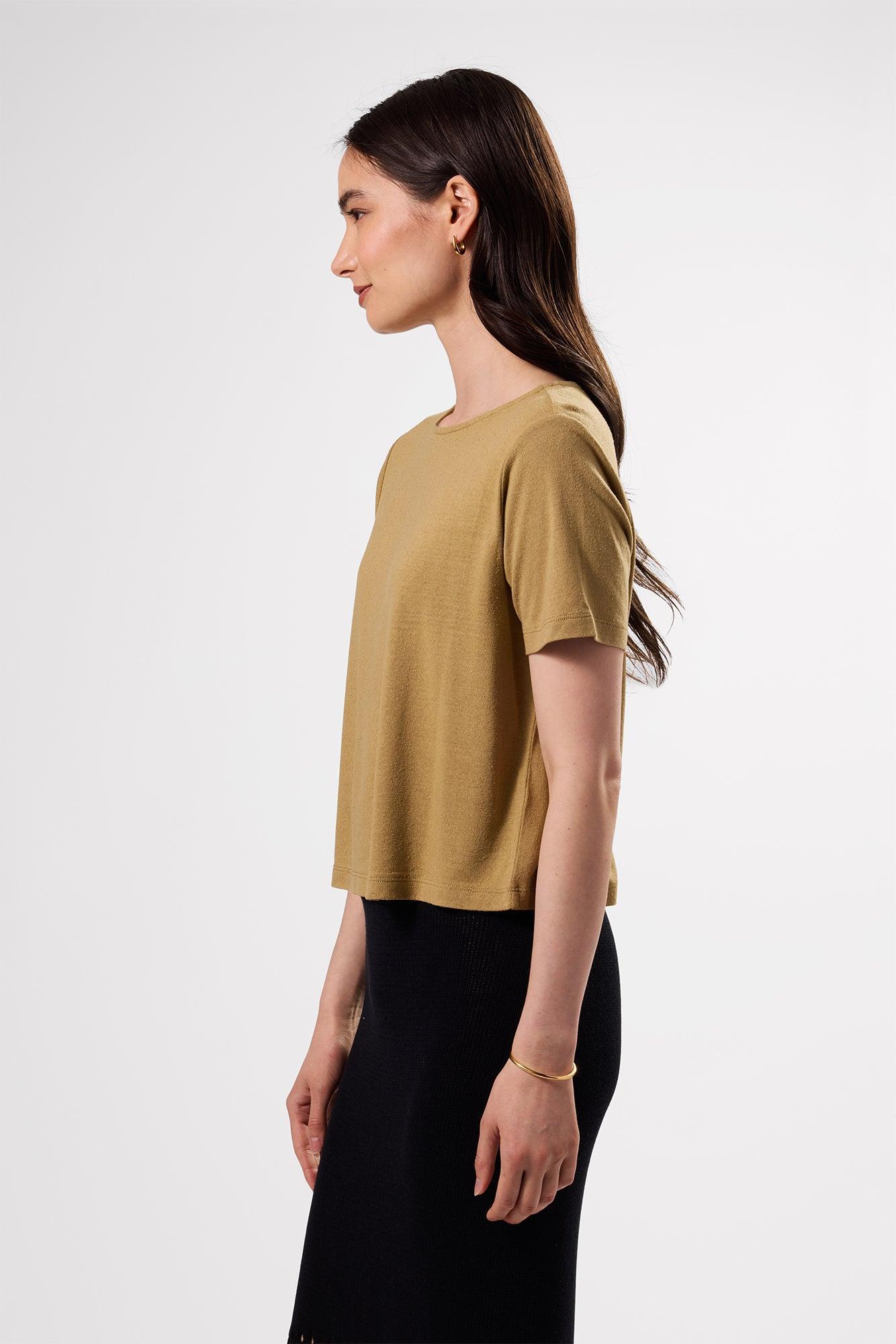 Yvette Silk Knit Tee - Elm Product Image