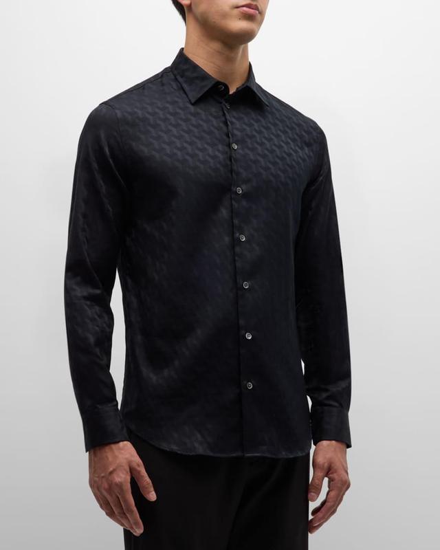 Mens Cotton Jacquard Sport Shirt Product Image